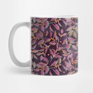 Leaves + Berries in Olive, Plum & Burnt Orange Mug